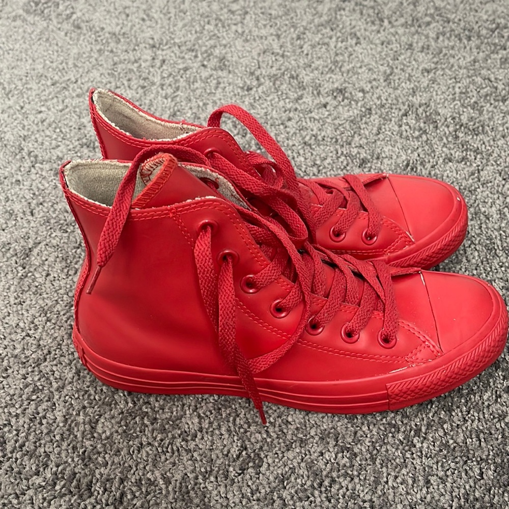 All red leather high top converse VERY RARE - Picture 2 of 5